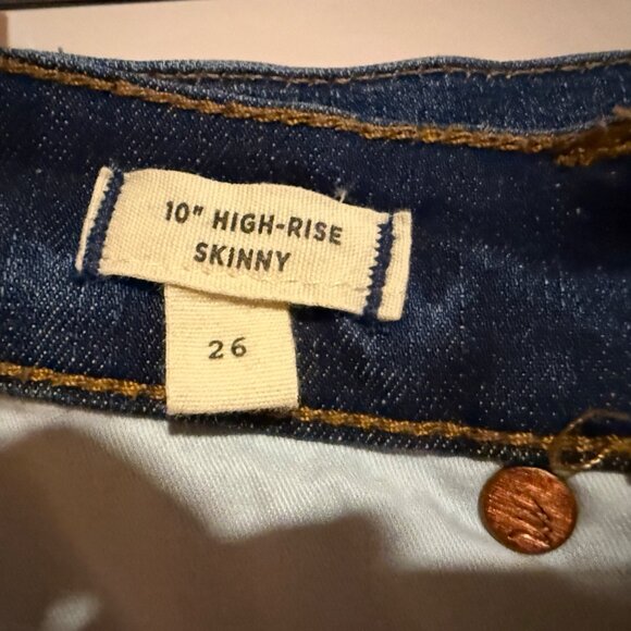 Madewell Womens 10" High-Rise Skinny Jeans Size 26 Dark Wash Distressed Denim Bu - Picture 5 of 15